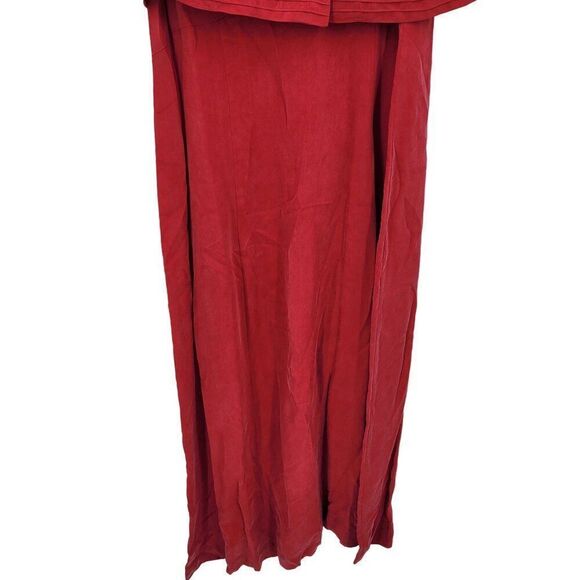 Karin Stevens Red Sleeveless Modest Maxi Dress 16 2pc Set Pleated Button Jacket - Picture 7 of 15
